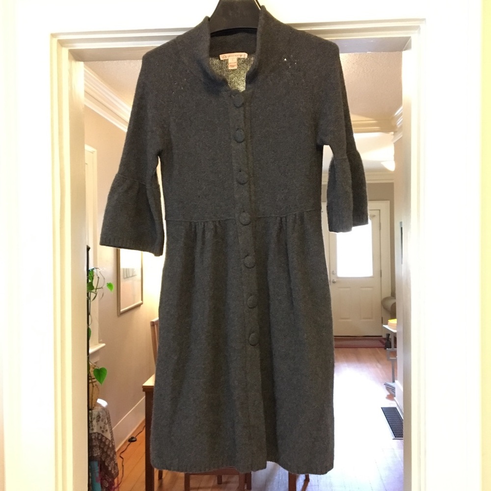 Cozy charcoal grey cashmere tunic dress size Small